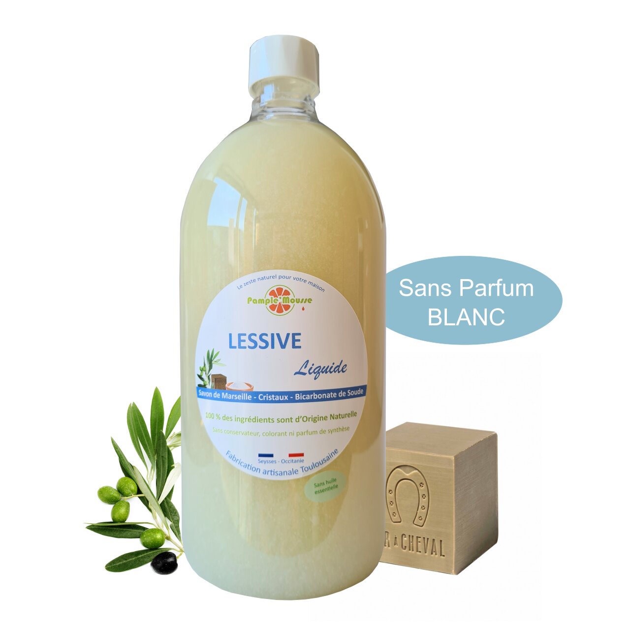 Lessive Blanc 1 litre FLLB1 : Nettoyants ménagers naturels et